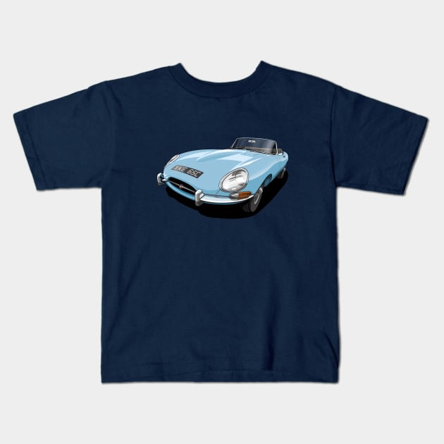 Jaguar e-type roadster Kids T-Shirt by candcretro